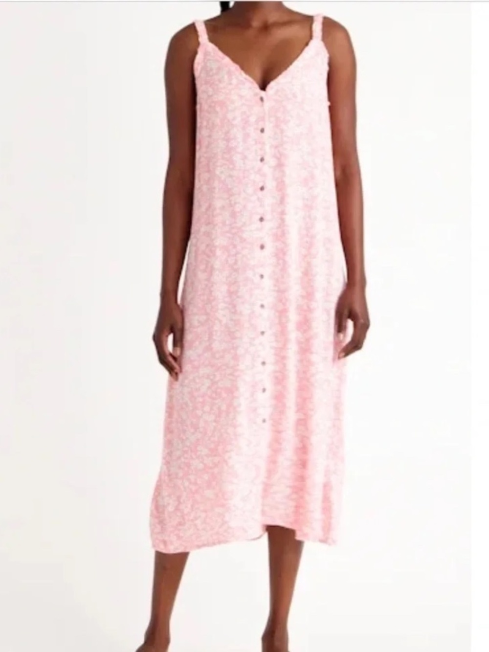 Billabong Sweet Edges Pink Floral Sleeveless Midi Dress-Small